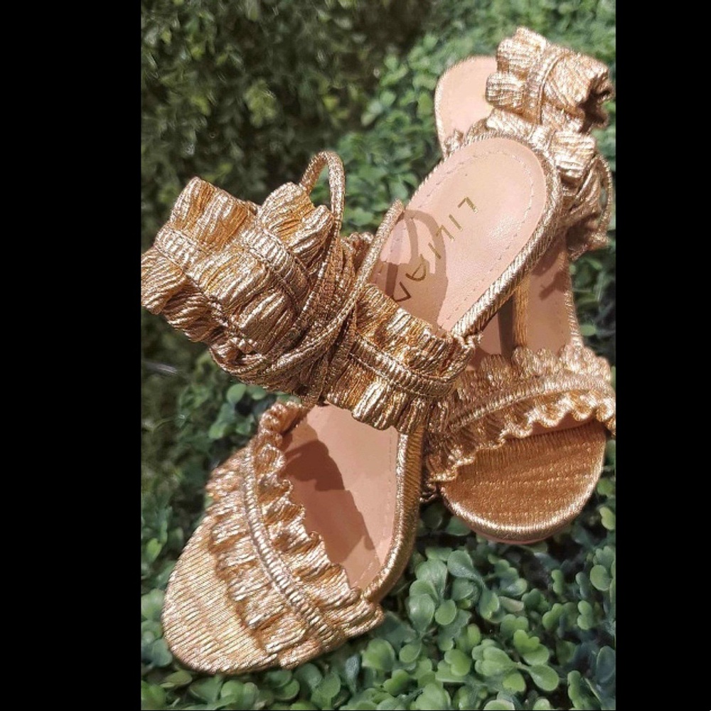 Gold ruffle heels